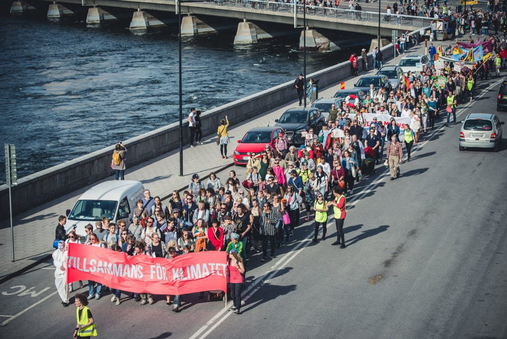 Ovanifrånbild klimatdemonstration